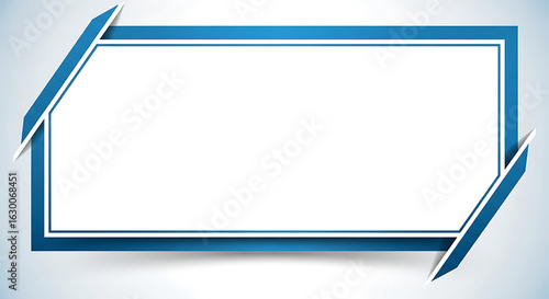 Modern Blue and White Rectangular Frame with Dynamic Corner Accents and Subtle Shadow.