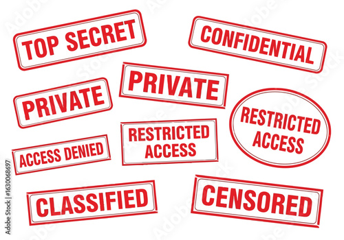 Vectore collection of security clearance stamps and labels isolated on white background