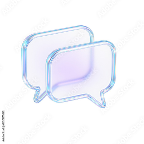 translucent 3d  overlapping chat bubbles in a transparent style representing digital communication and conversation clarity with a modern touch