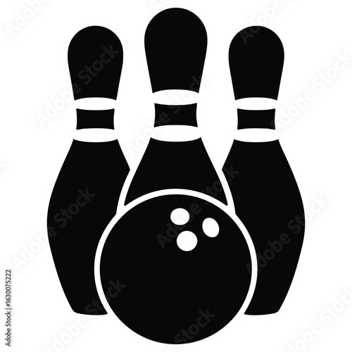 Bowling pins and ball graphic sport game