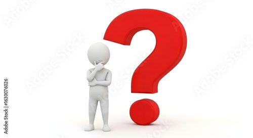 Wallpaper Mural Pondering stick figure with a large red question mark, contemplating a difficult decision or problem, seeking answers and solutions Torontodigital.ca