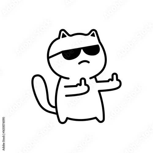 cat middle finger isolated on a white background