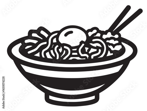 Fresh bibimbap icon in stylish minimal line format