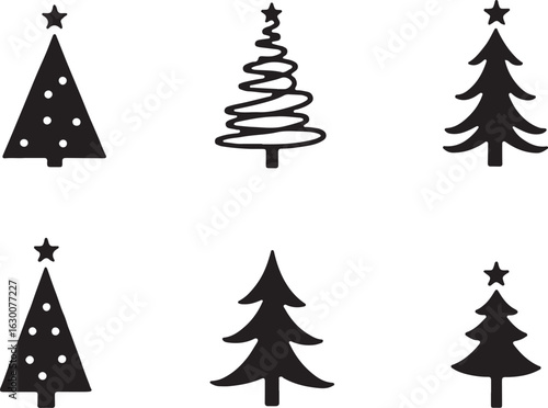 Festive Christmas trees ready for holiday designs and seasonal greetings
