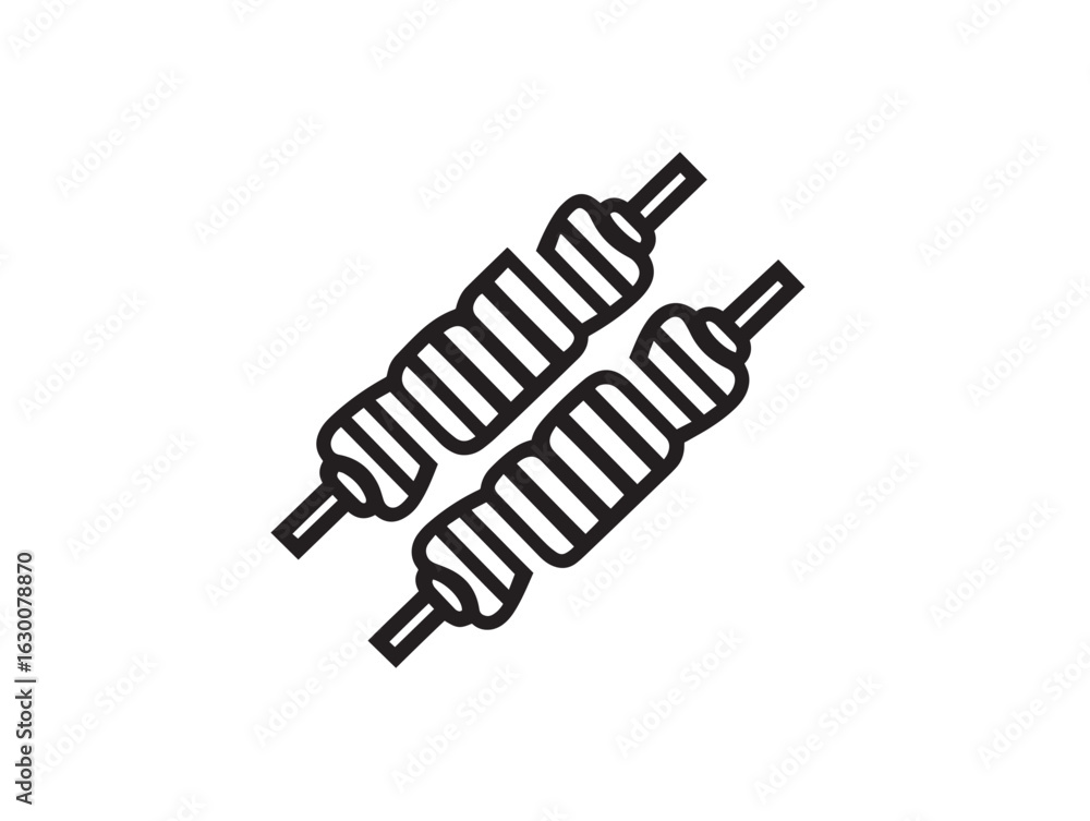 Obraz premium Grilled Bosnian meat dish icon in outline vector