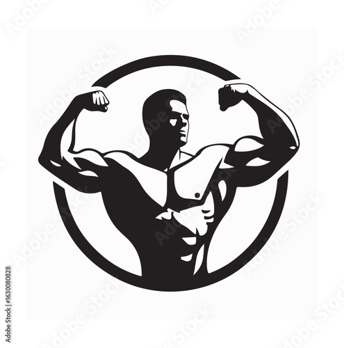 Muscular Bodybuilder Showing Off Big Biceps and Strong Physique at the Gym