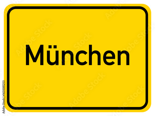 Illustration of a city entrance sign for the city of München