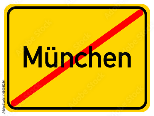 Illustration of a city exit sign for the city of München