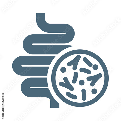 Intestines with microbiota vector icon. Guts or intestine and bowels with bacterium or microflora. 