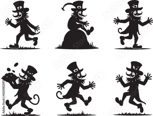 Joyful leprechaun collection with playful poses and festive spirit