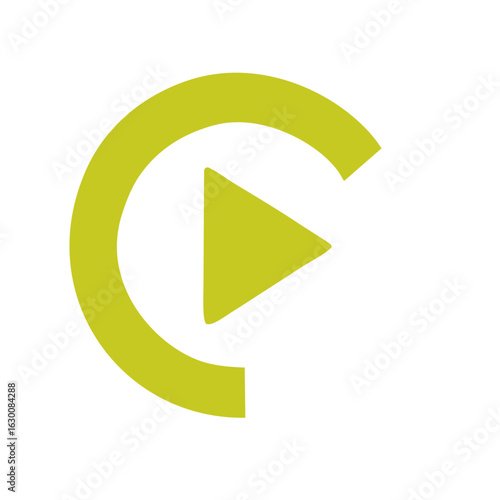 Dynamic vector logo, minimalist Yellow arrow shape on transparent background, symbolizing interactivity, forward motion, and digital engagement in design trends.