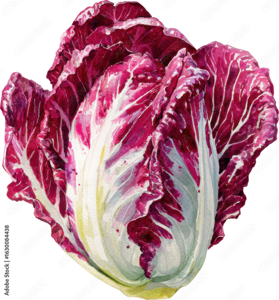 Obraz premium Vibrant red radicchio leafy vegetable isolated on transparent background