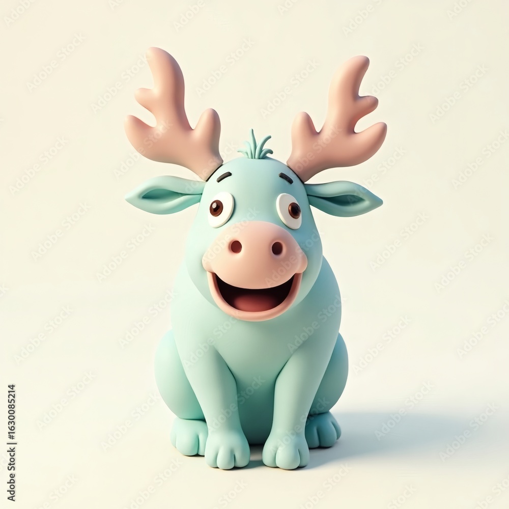 Fototapeta premium A friendly cartoon moose with playful grin
