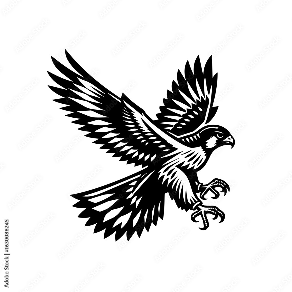 Obraz premium Falcon in flight, isolated on white background