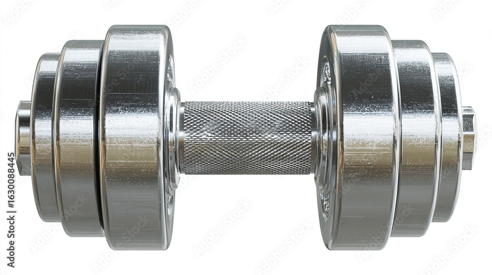 Fototapeta premium Chrome dumbbell, isolated on white background