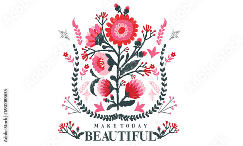 Flower embroidery design for t shirt and others.