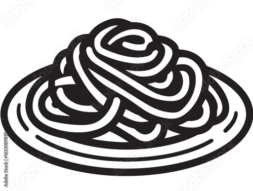 Creamy carbonara pasta plate in elegant vector style