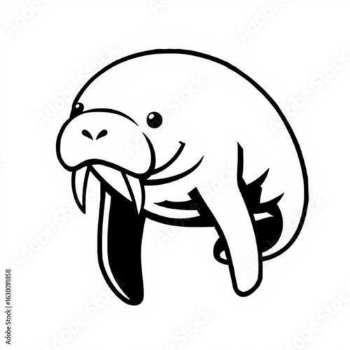 Black Manatee Animal Icon