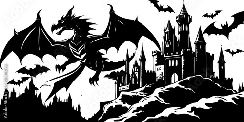 vector illustration of a silhouette of a dragon