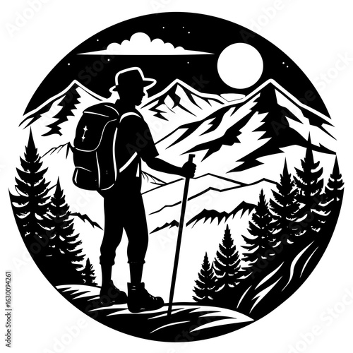 vector illustration of a man with a backpack