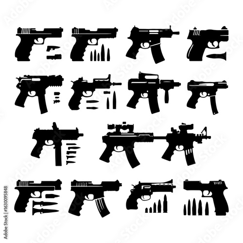 set of a gun silhouette , set of a gun vector