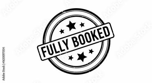 Vector illustration of a vintage 'fully booked' rubber stamp