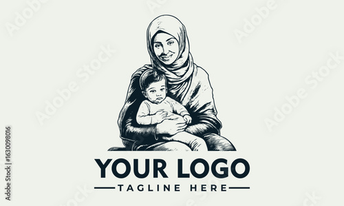 A mother wearing a hijab lovingly cradles a baby in her arms, smiling.