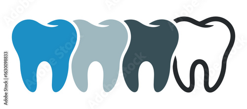 Progression of Tooth Decay Vector Illustration Showing Healthy to Damaged Teeth on Transparent Background