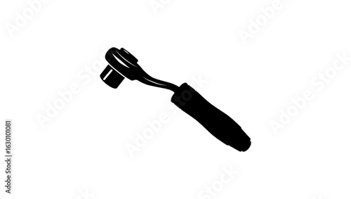 Multifunctional Ratchet Wrench, black isolated silhouette