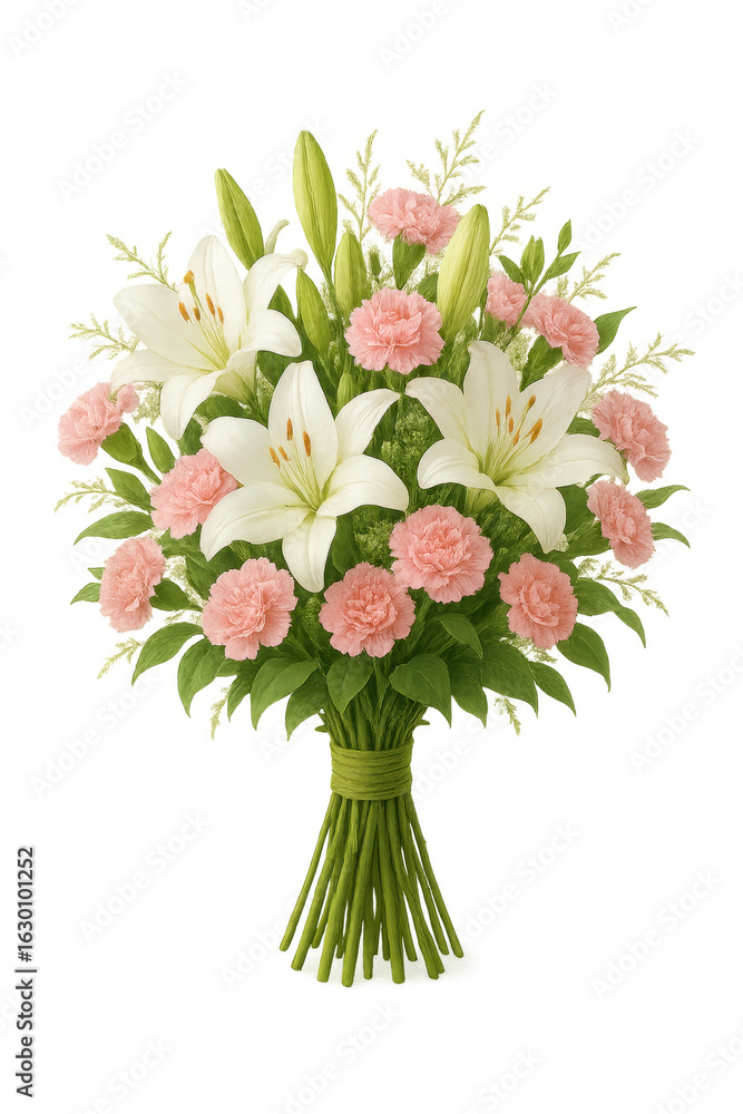 Obraz premium Elegant Bouquet of Lilies and Carnations on Transparent Background