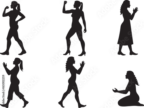 Diverse female silhouettes show strength, confidence, and grace