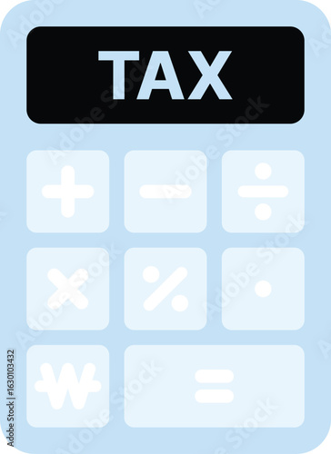 A simple flat-style tax calculator icon with math symbols and currency. Ideal for finance, tax filing, budgeting, and accounting designs in apps, infographics, and editorial illustrations.

