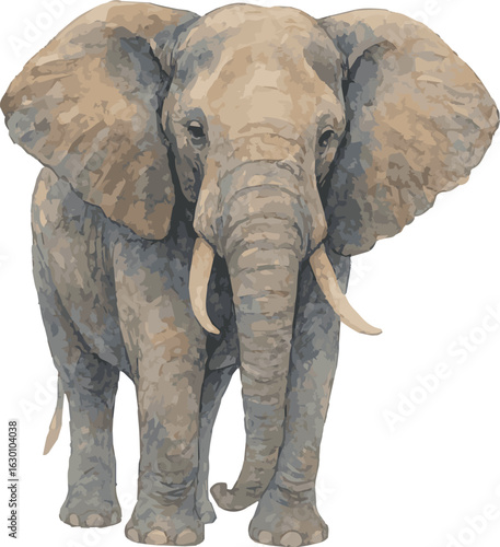 Vector watercolor realistic illustration of an elephant