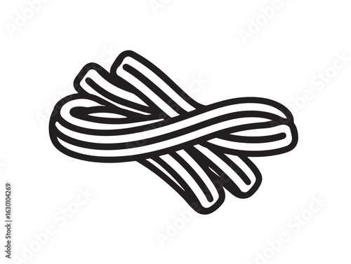 Sweet fried churros dessert icon in clean 2D line art