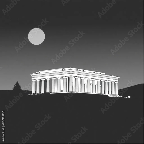 Acropolis under twilight skies in Athens around the winter solstice