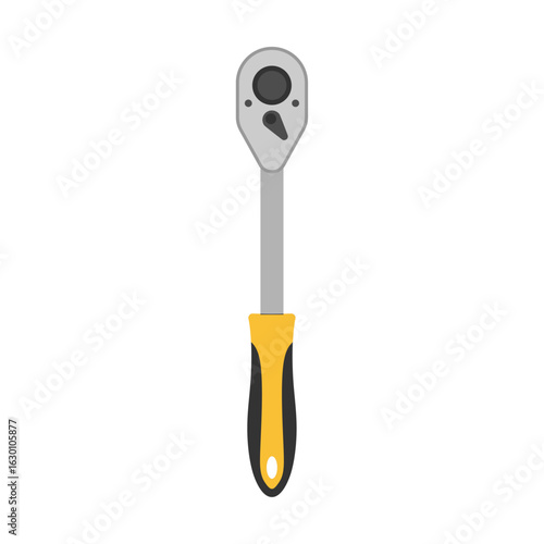 Ratchet wrench flat design vector illustration isolated on white background. Work tools, equipment, wrench tool for mechanical maintenance work