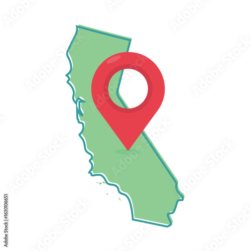 Isolated California State of America map location for infographics, tourism, and location-based design projects.