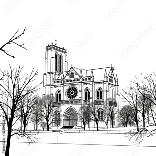 Notre Dame amid autumn leaves in Paris around the winter solstice
