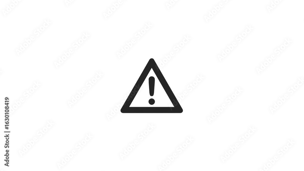 Exclamation mark, looped slow flashing animation. Warning icon animation. Exclamation mark, looped slow flashing animation. Warning icon animation.