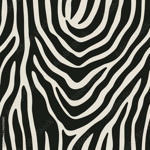 Seamless zebra print pattern. Classic and graphic animal skin texture with bold black and white stripes, perfect for fashion and decor. Vector animalistic print, animal skin. Zebra pattern.