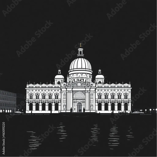 Basilica di San Marco glowing in Venice at midnight with glowing lanterns