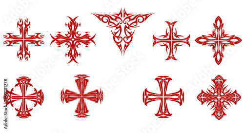Dynamic tribal cross silhouettes offer bold, edgy designs perfect for modern branding and powerful visual statements, capturing attention with their intricate patterns and spiritual symbolism.