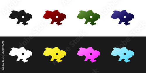 Set Map of Ukraine icon isolated on black and white background. Vector