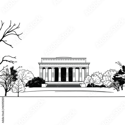 Lincoln Memorial amid autumn leaves in Washington D.C. during the crisp autumn afternoon