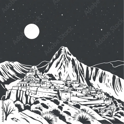 Machu Picchu under a starry night in Peru around the winter solstice