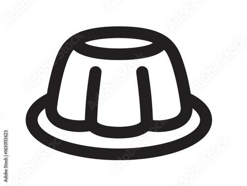 Sweet custard dessert icon in clean line drawing