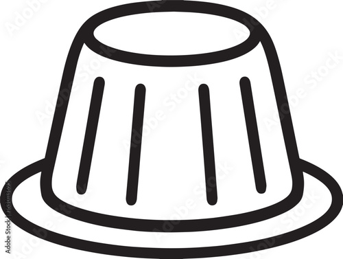 Creamy custard pudding icon in outlined flat vector style