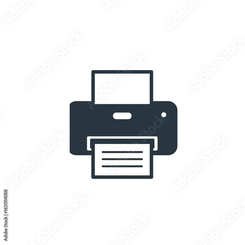 Printer icon vector graphic illustration. Flat glyph symbol for office technology, printing documents, and copy machine concepts for web design.