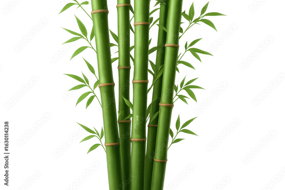 Obraz premium Vibrant Green Bamboo Stalks on Transparent Background