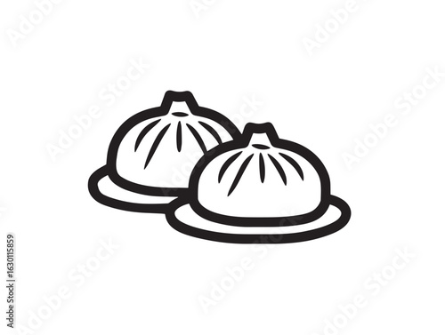 Elegant vector line illustration of dim sum basket